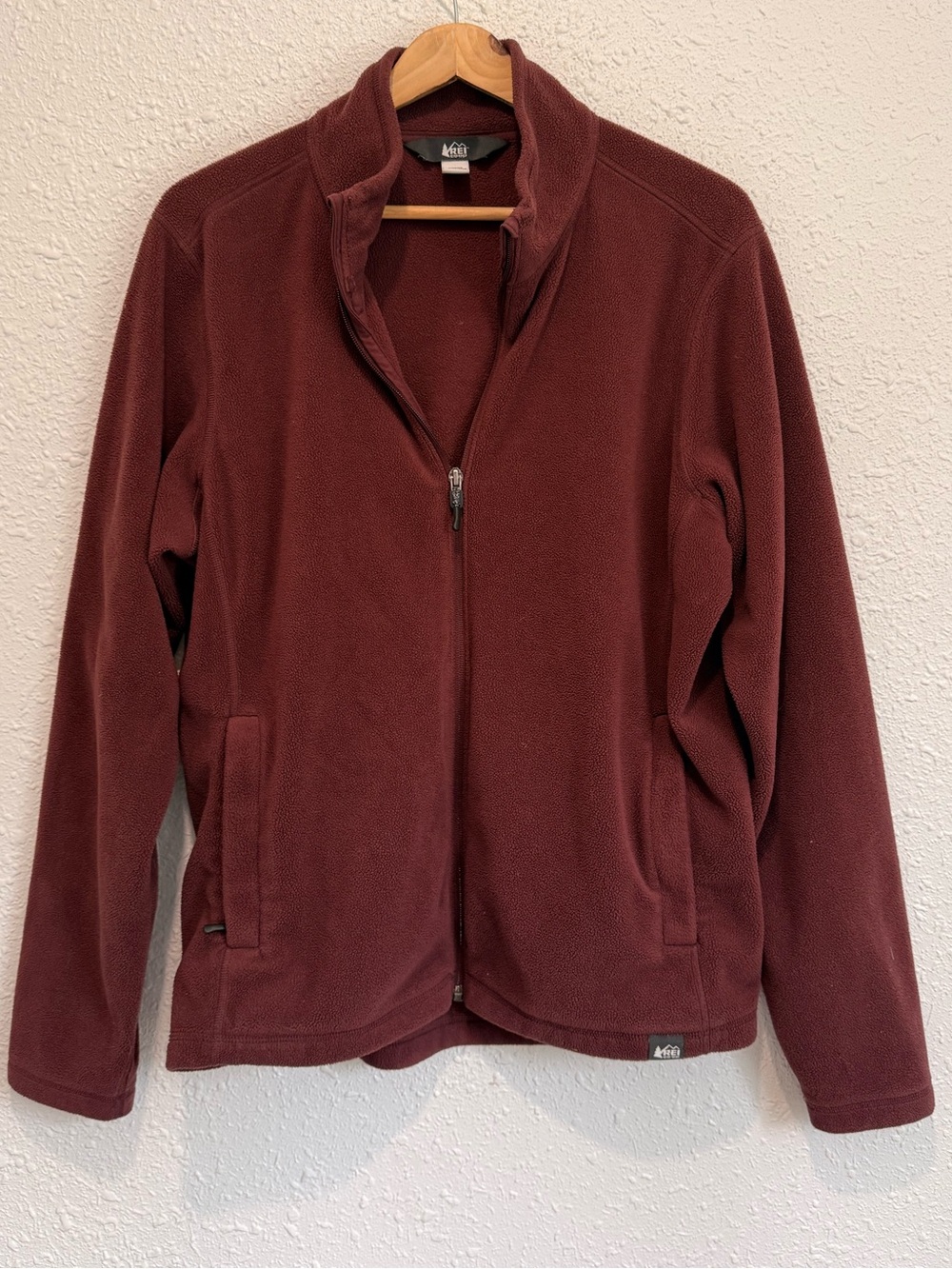 Rei co-op maroon burgandy fleece Sherpa zip up jacket Womens XL